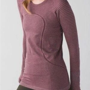 Lululemon Run: Swiftly Tech Long Sleeve Crew Neck Heathered Bordeaux Drama—8